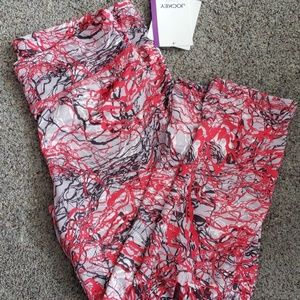 Red and gray print cropped Jockey leggings